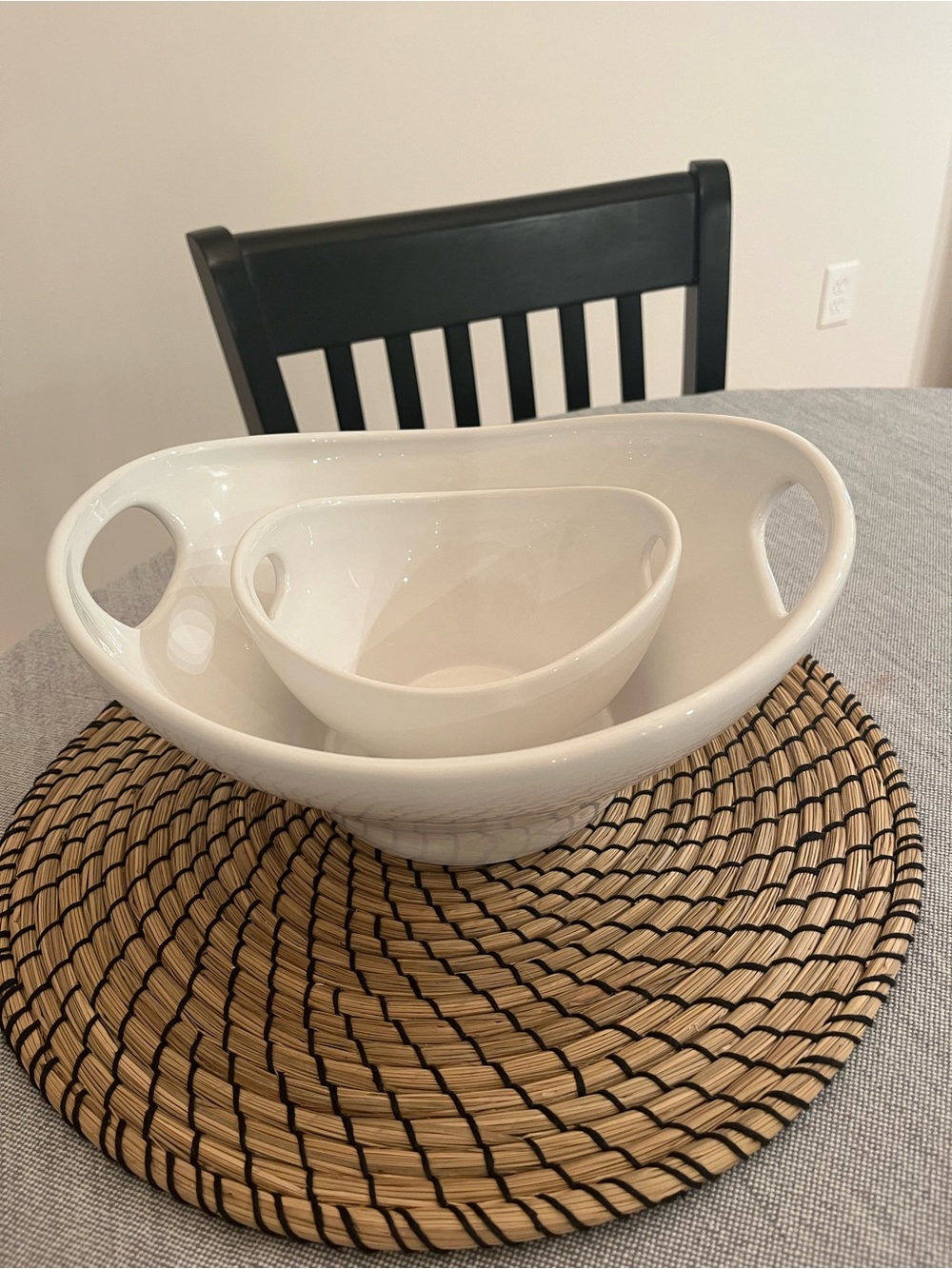 White Ceramic Modern Serving Bowl Set